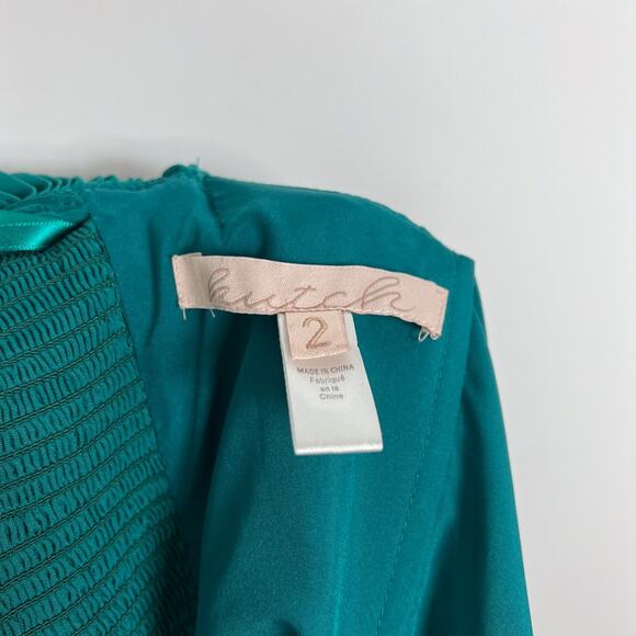 Anthropologie Hutch Green Off The Shoulder Ruffled Column Maxi Dress Size 2 - Picture 9 of 11